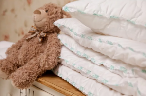 картинка Детское Одеяло «Бамбуковый Медвежонок», с белым кружевом 